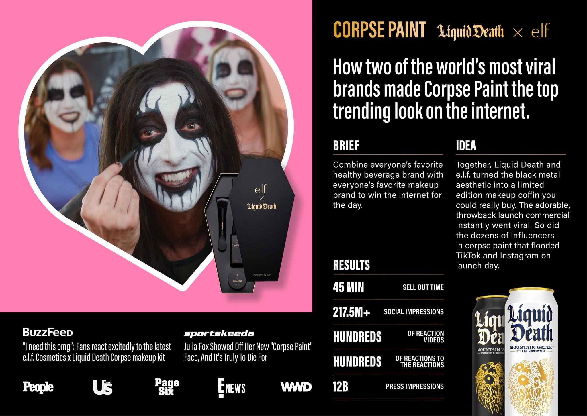 Corpse Paint by Liquid Death x e.l.f. Cosmetics Campaign THE WORK