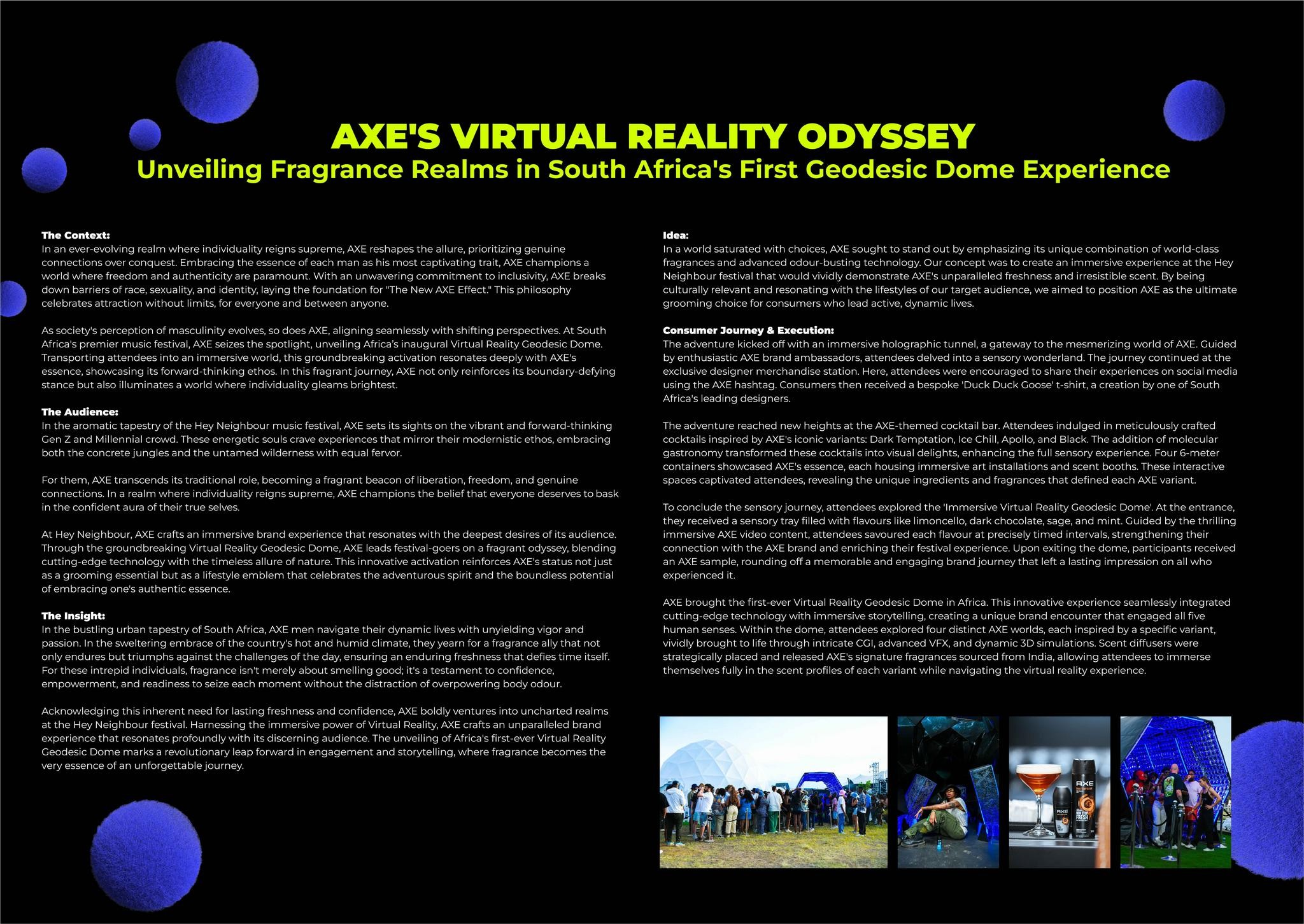 AXE's Virtual Reality Odyssey: Unveiling Fragrance Realms in South Africa's First Geodesic Dome Experience