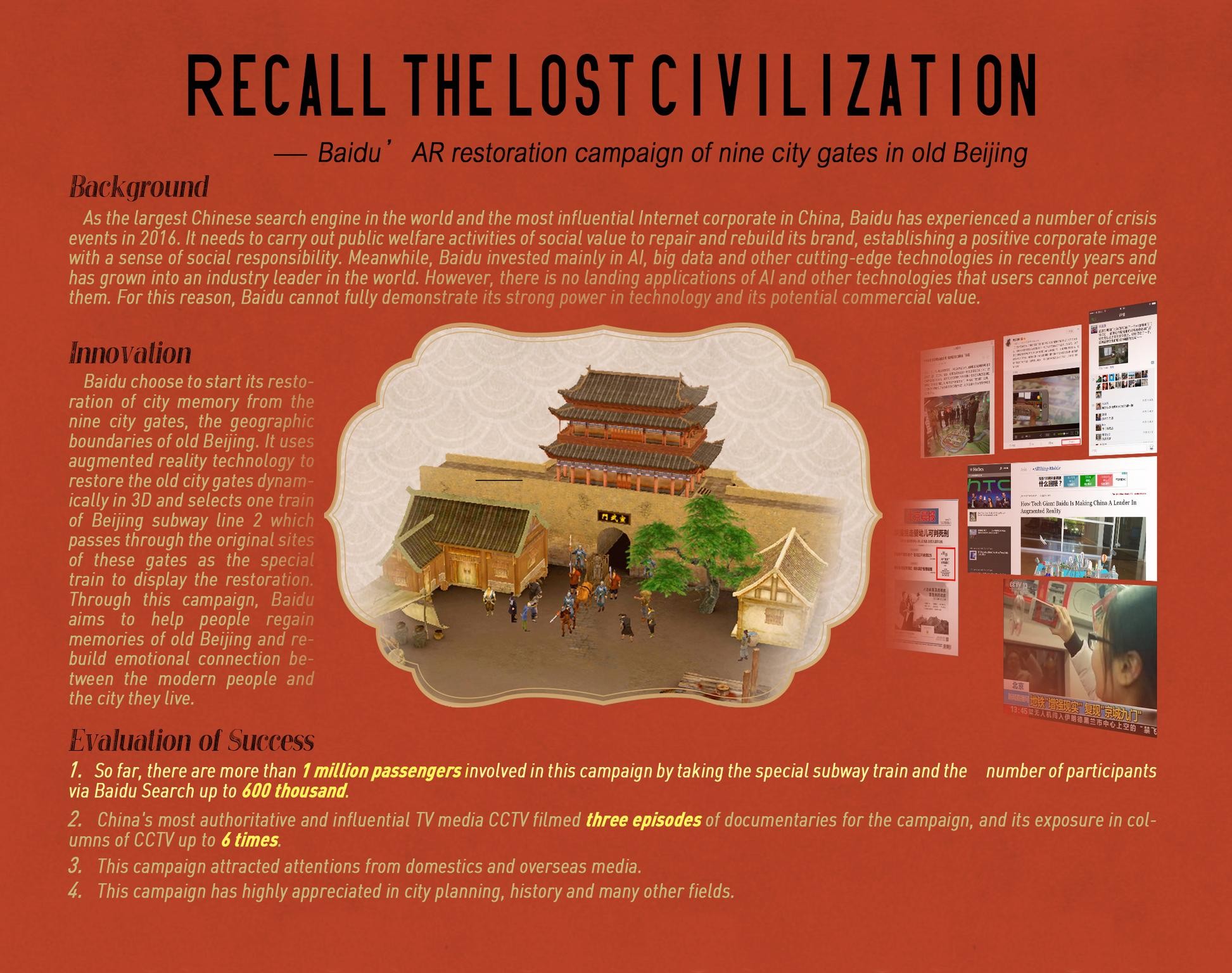 Baidu’ AR restoration campaign of nine city gates in old Beijing