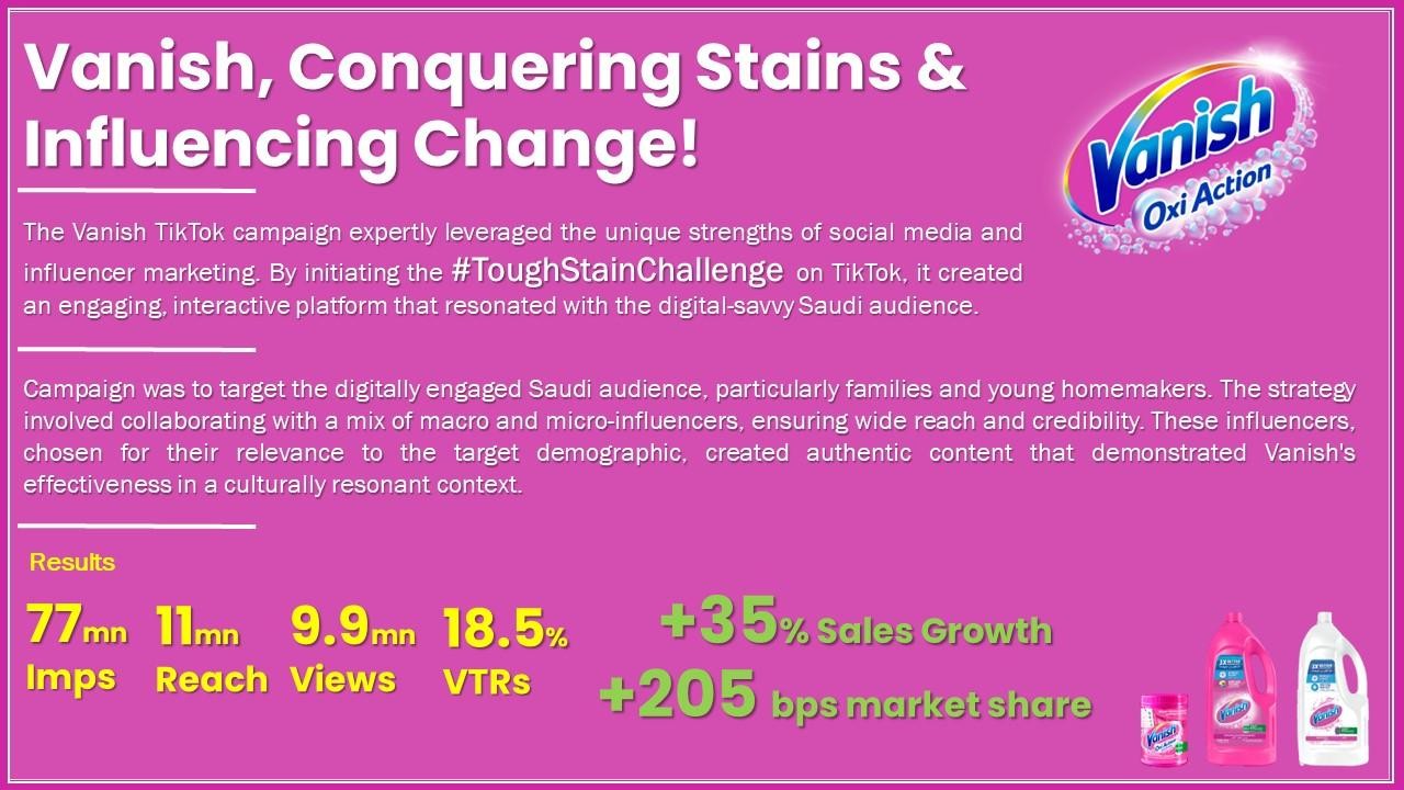 Vanish, Conquering Stains & Influencing Change!