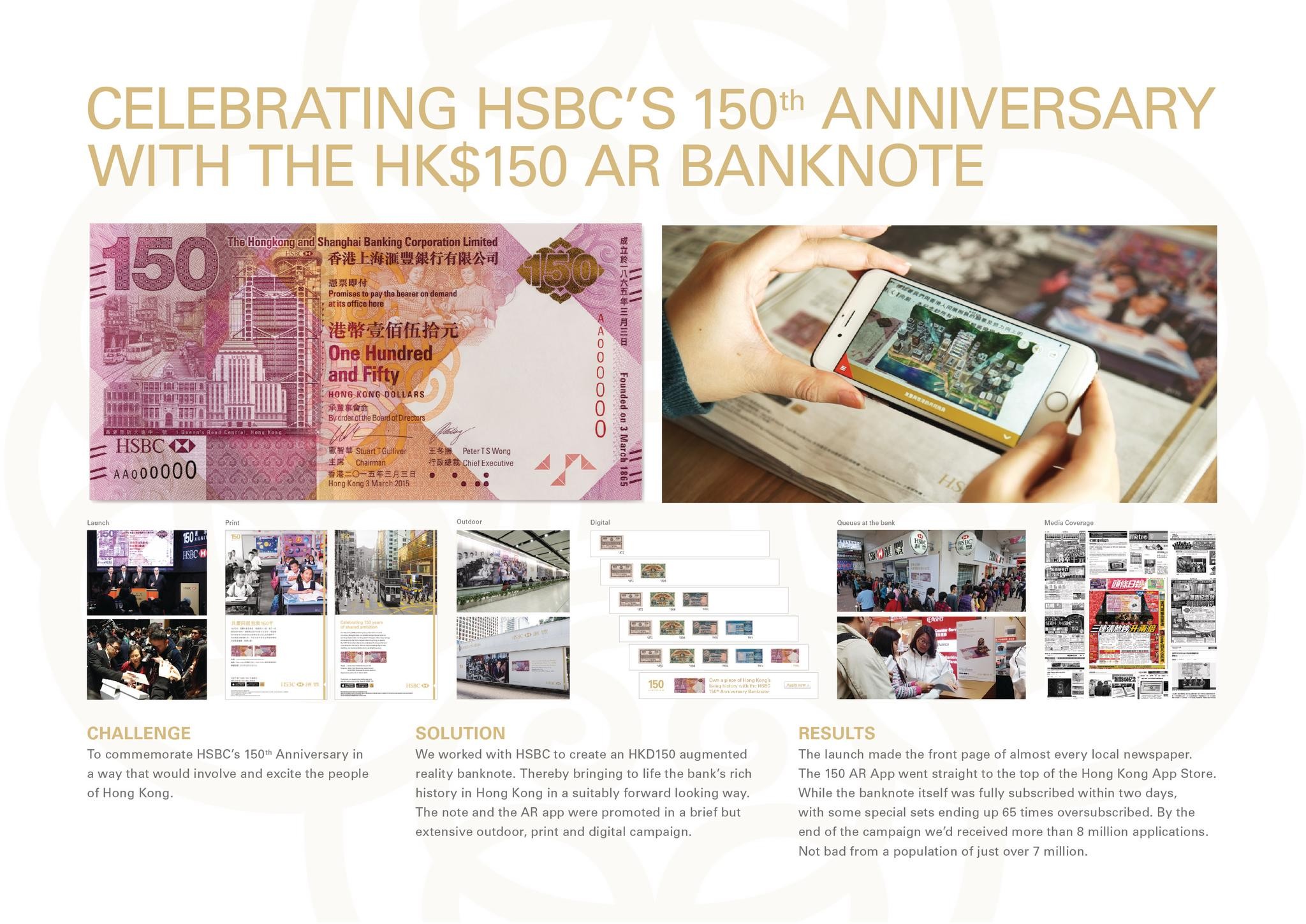 CELEBRATING HSBC’S 150TH ANNIVERSARY WITH HKD150 AR BANK NOTE