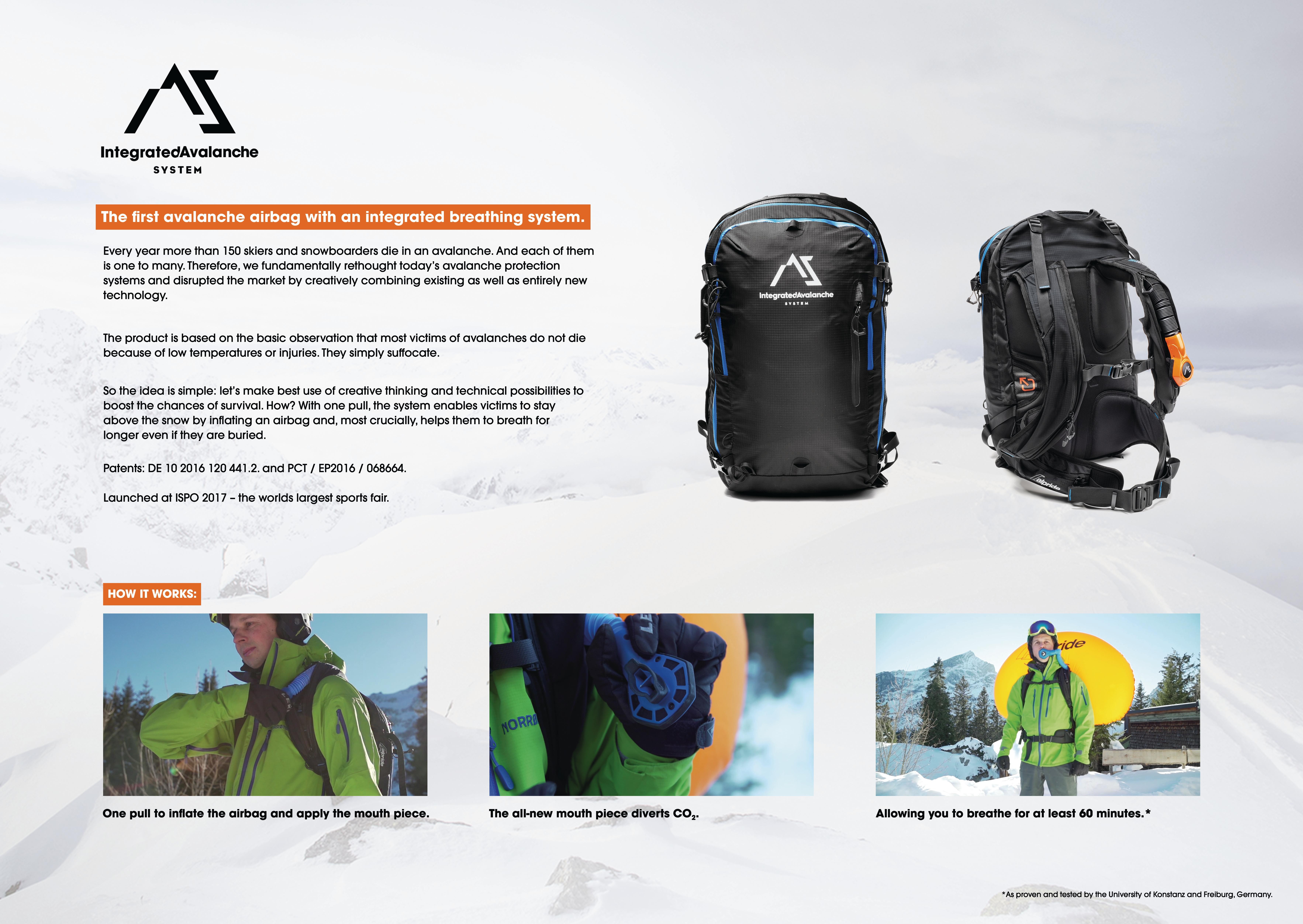 Avalanche protection outlet backpack