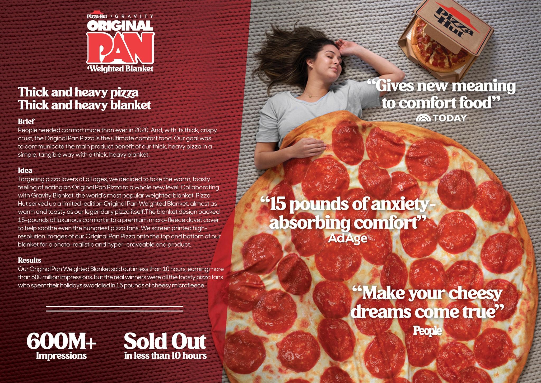 Weighted pizza hut online blanket