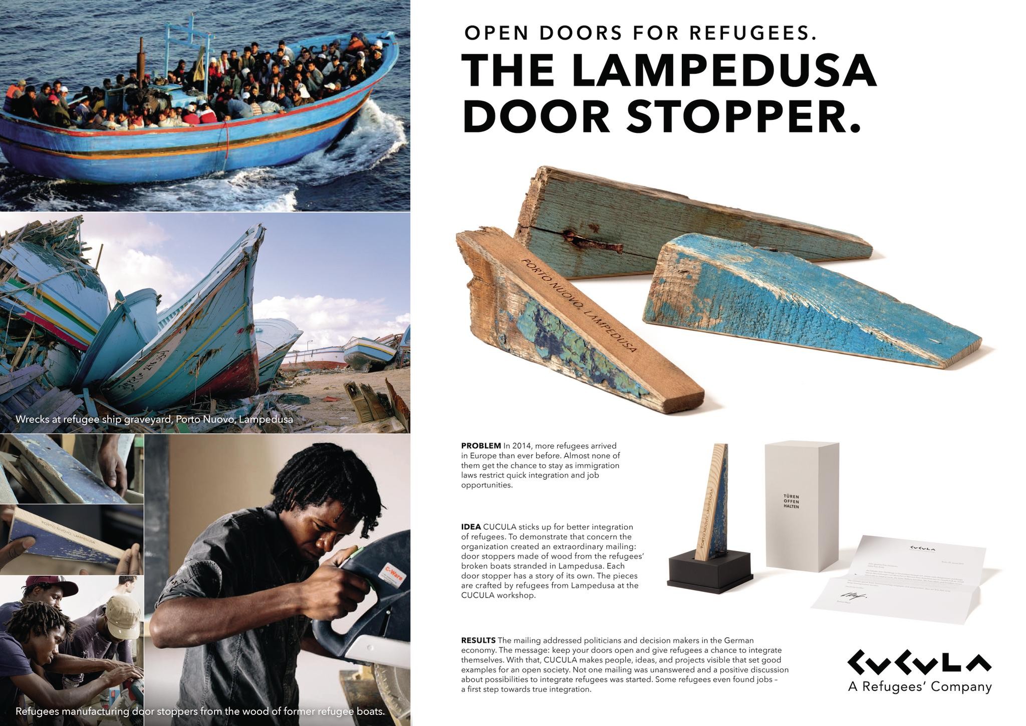 THE LAMPEDUSA DOOR STOPPER. OPEN DOORS FOR REFUGEES.