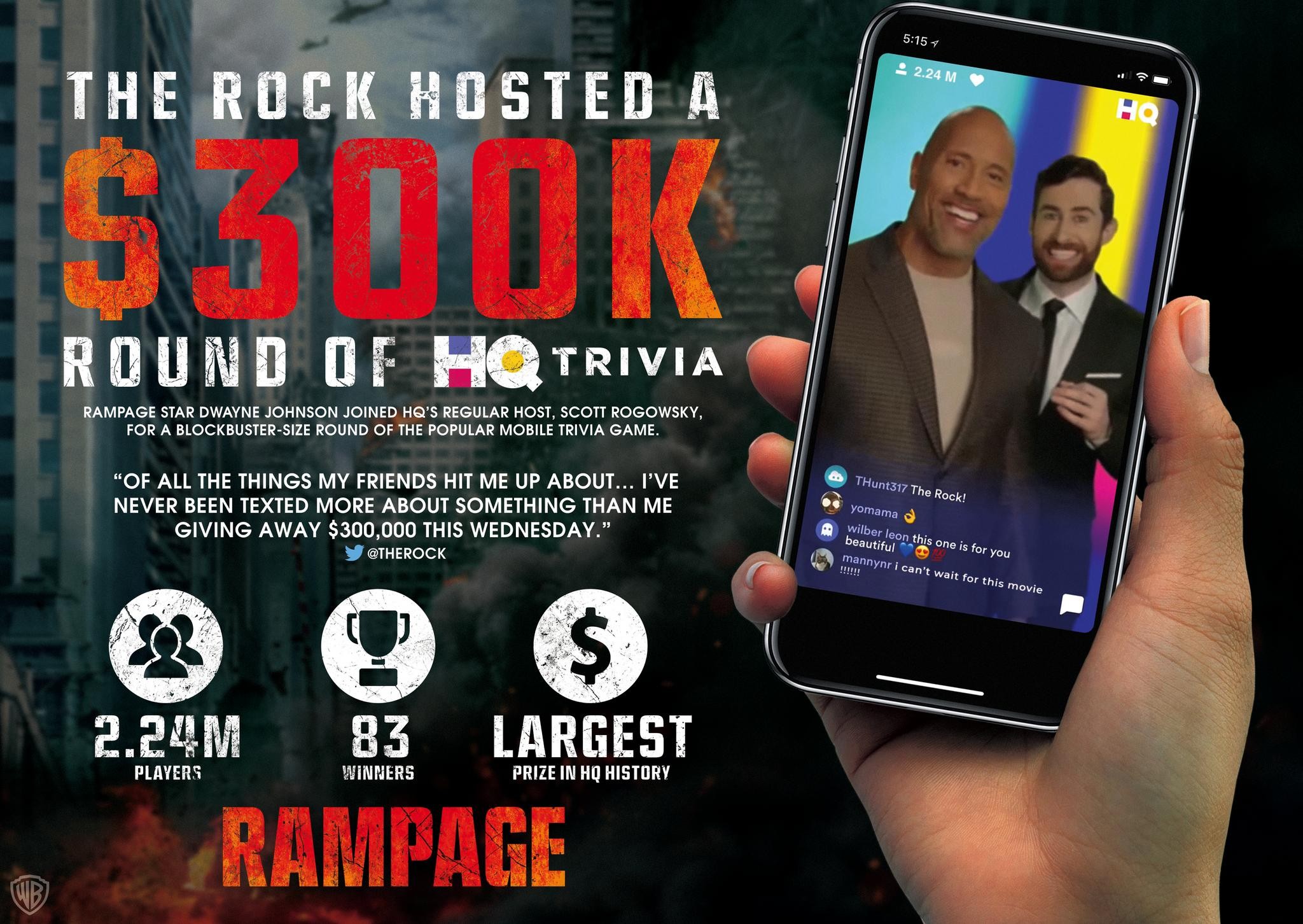 Rampage & HQ Trivia Partnership