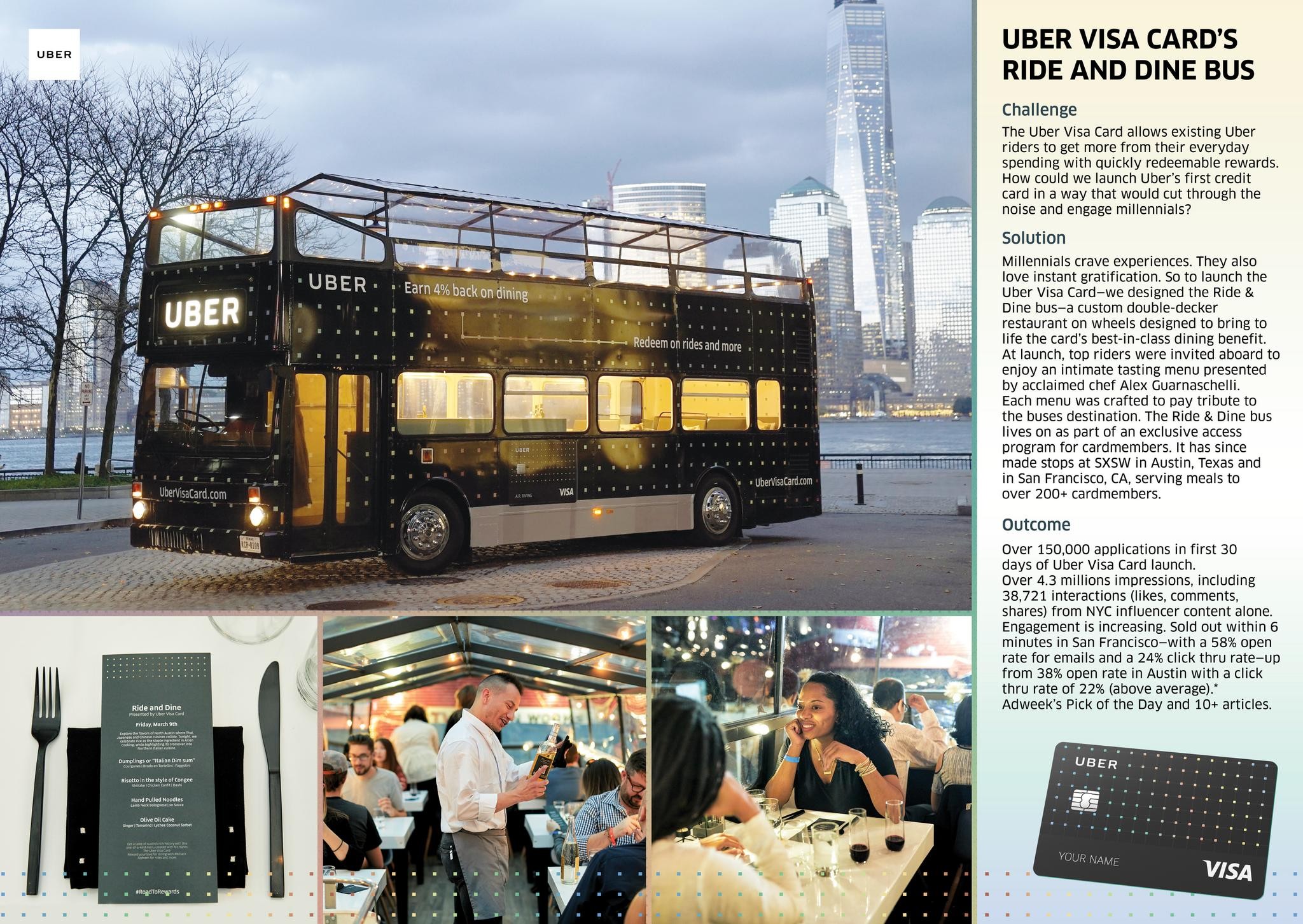 The Uber Visa Card Ride and Dine Bus