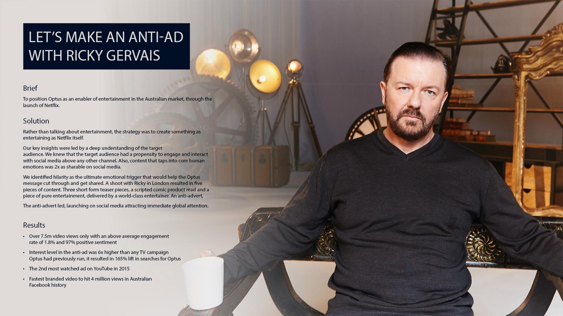 Let's make an anti-ad with Ricky Gervais