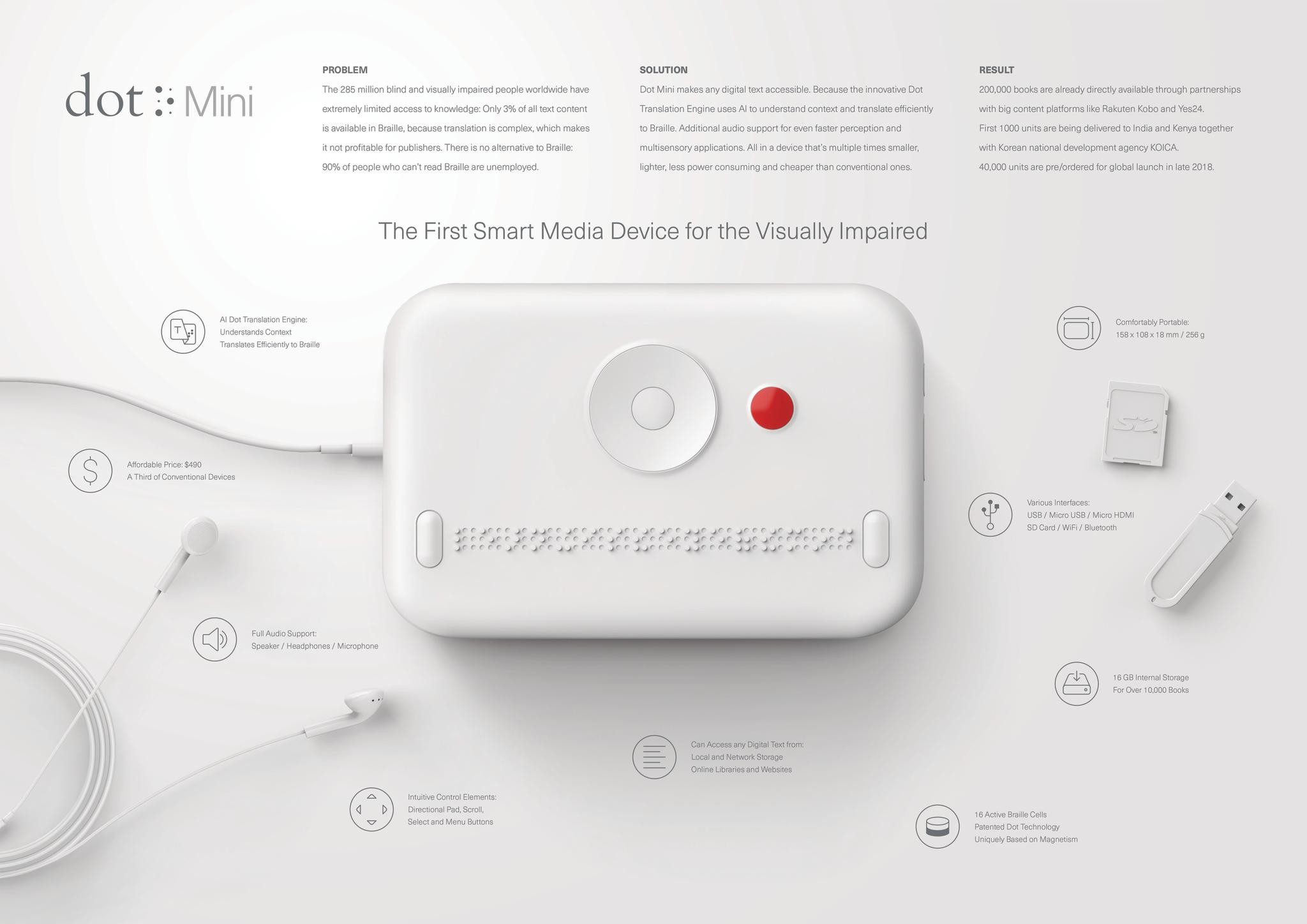 Dot Mini. The First Smart Media Device for the Visually Impaired.