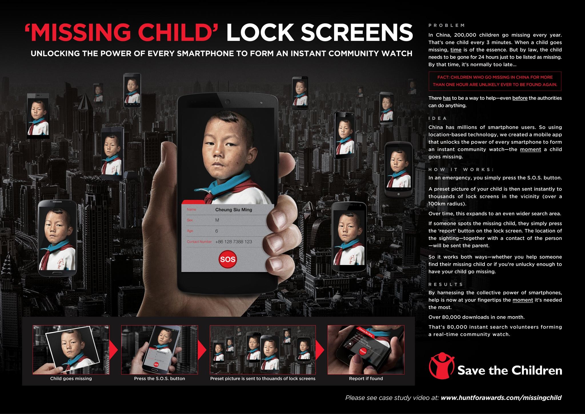 'MISSING CHILD' LOCK SCREENS