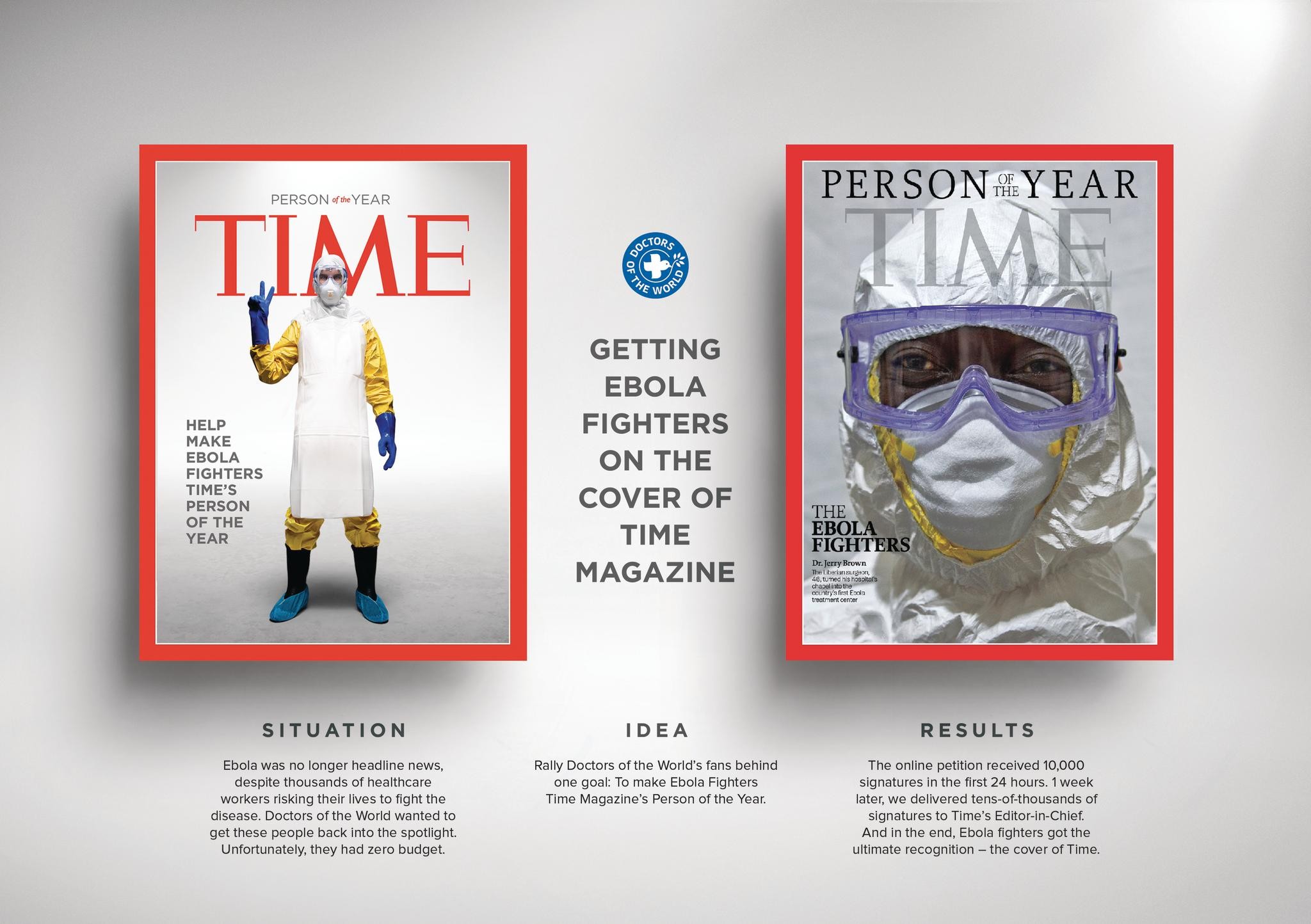 GETTING EBOLA FIGHTERS ON THE COVER OF TIME