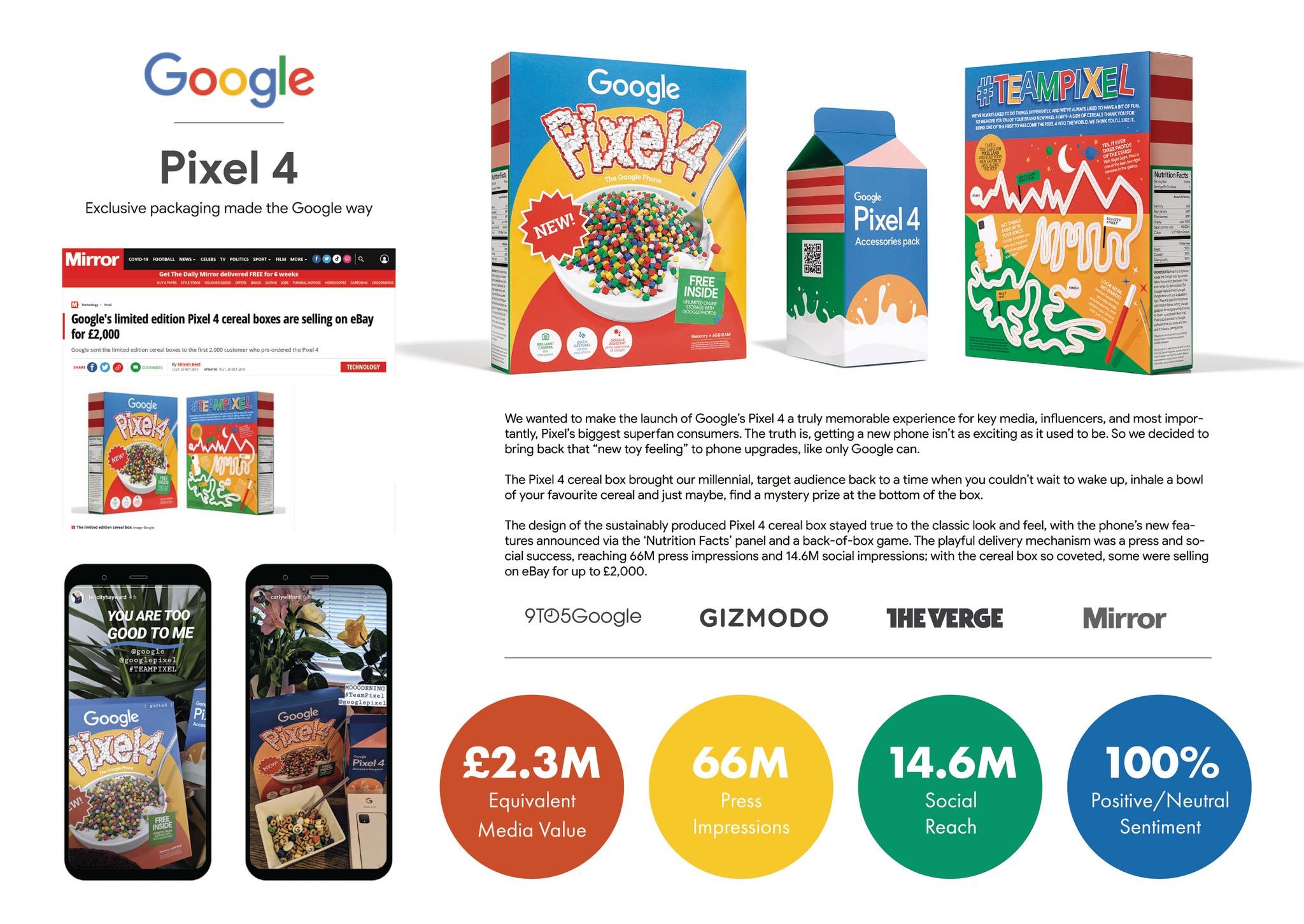 Google Pixel 4 Cereal Box Packaging