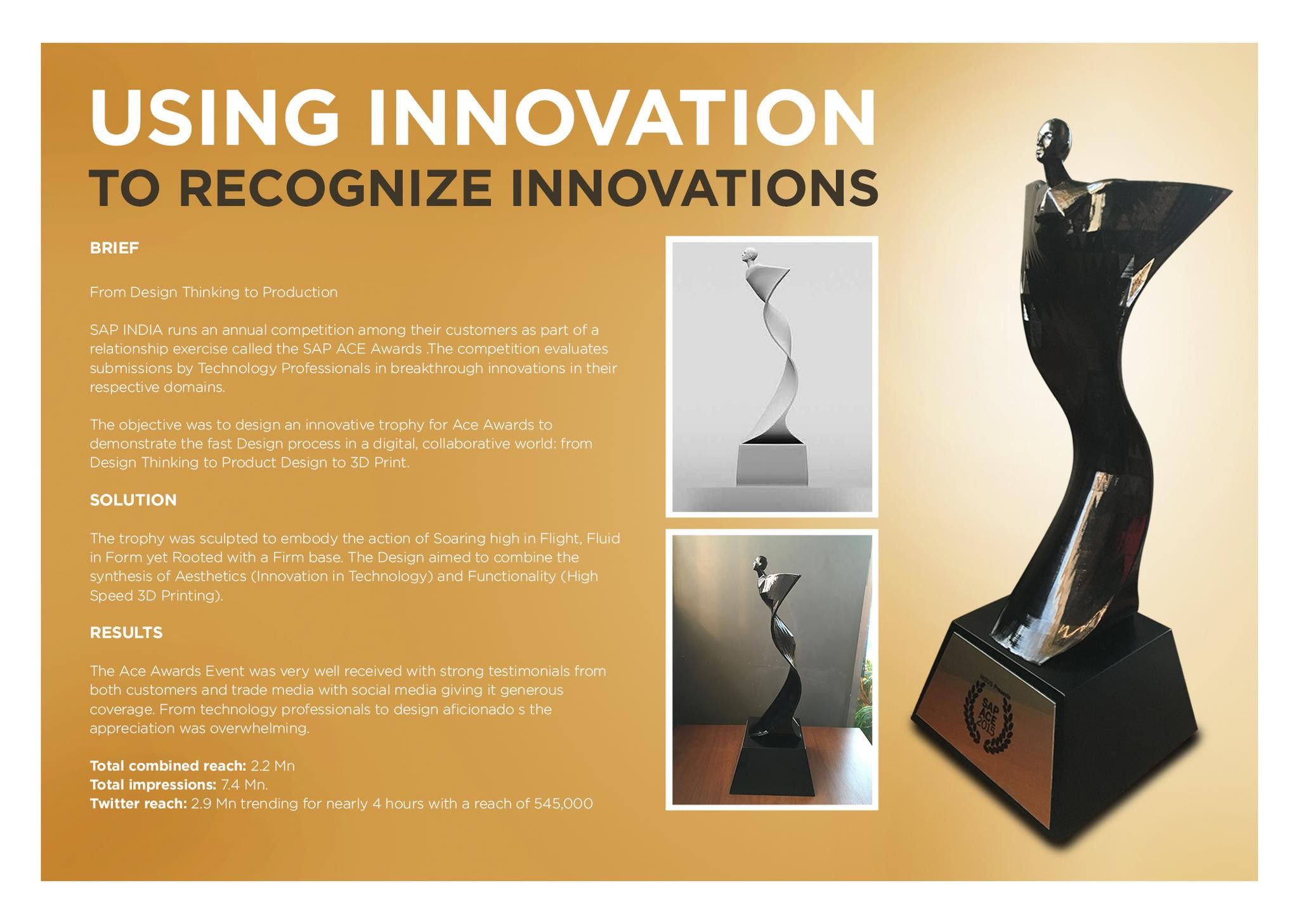 SAP ACE Awards 2015 Trophy - Use of New Technology in Product Design