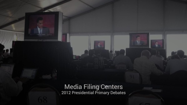US Primary Presidential Debate Spin Room/ Media Filing Center Innovation Project